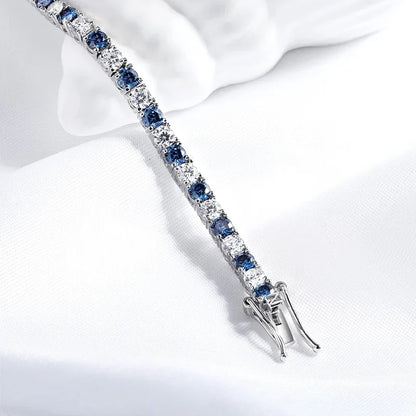 Certified 3/4/5mm Full Moissanite Diamond Tennis Bracelets for Women Man Colorful Gem Sparkling 925 Sterling Silver Chain