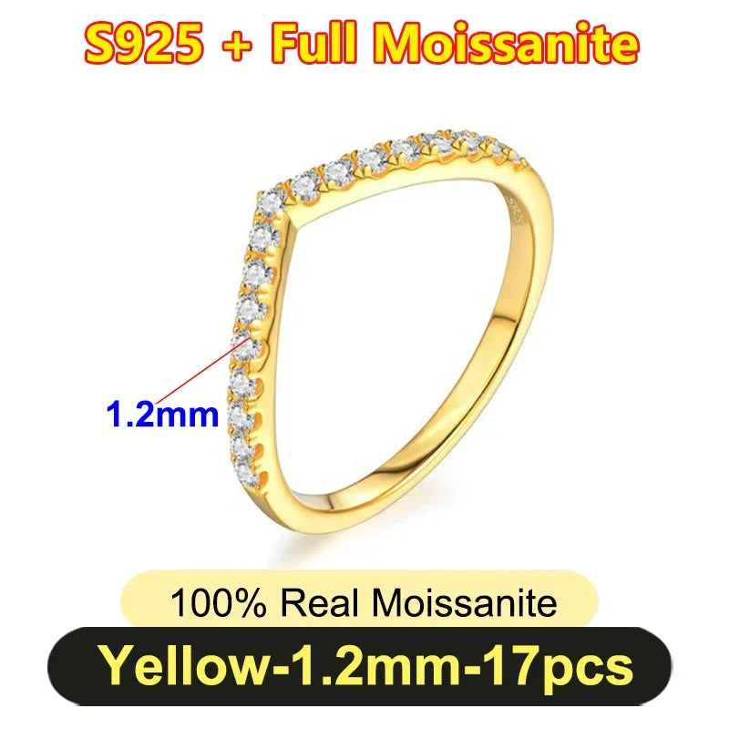 Pretty 1.5mm-5mm Full Moissanite Row Rings for Women S925 Silver Sparkling D color VVS1 Moissanite Diamond Women's Rings Gift