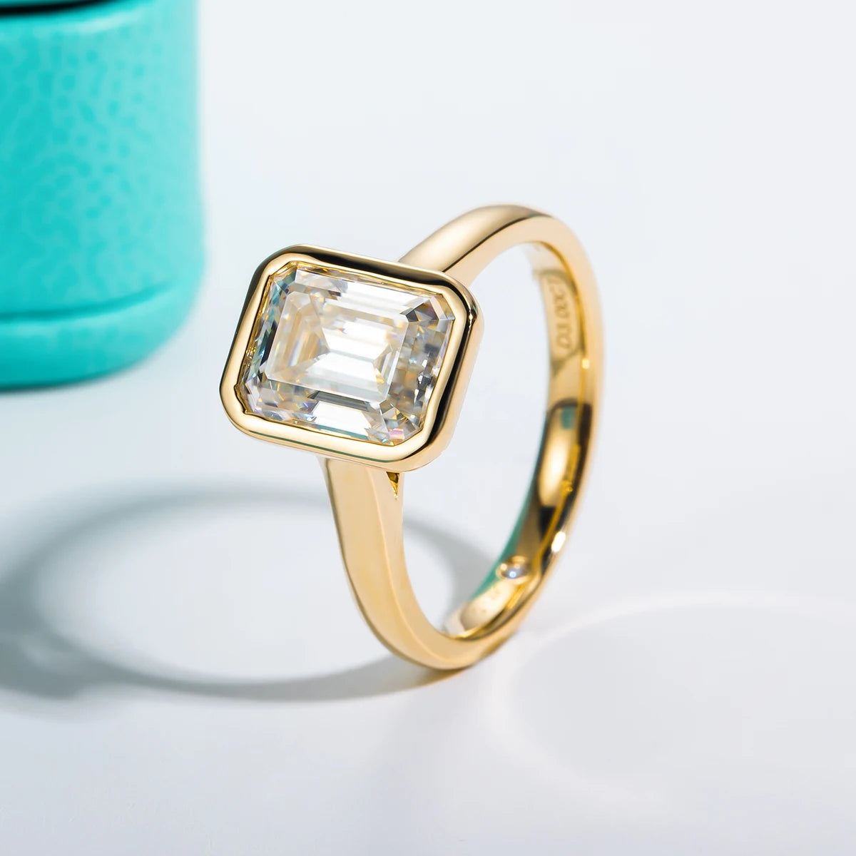 3ct Emerald Cut D Color Moissanite Engagement Ring Yellow Color 925 Sterling Silver Rings For Women Jewelry Wholesale