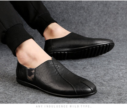 Genuine Leather Men Casual Shoes Luxury Brand Soft Mens Loafers Breathable Moccasins Slip on Lazy Driving Shoes Plus Size 38-47