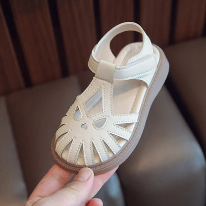 Children's Soft-soled Shoes Summer T-Strap Closed Toe Little Girls Princess Fashion Anti-Slip Korean Style Boys Beach Sandals
