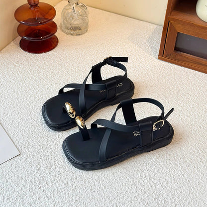 Summer New Kids Beach Sandals Clip-toe Outdoor Girls Roman Sandals School Fashion Cross-tied Children's Flat Sandals Non-slip