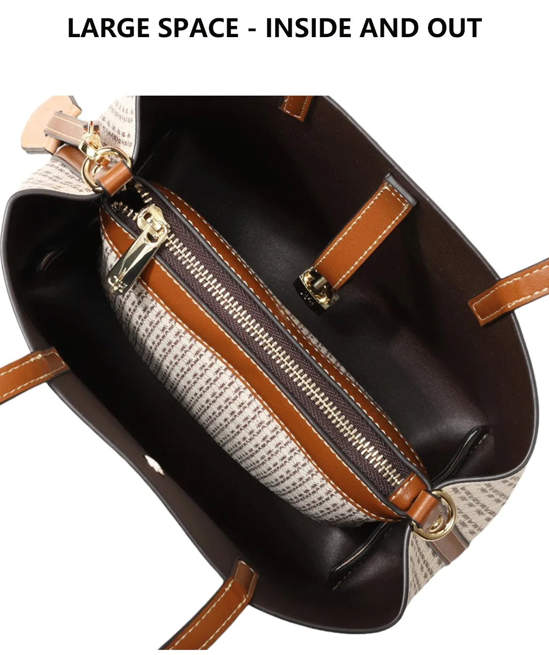 Women's Large Capacity Handbag Daily Commuting High-end Versatile PU Material Letter Printed Design Women's Crossbody Bag