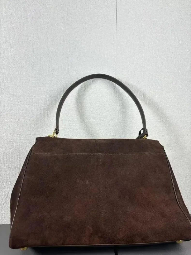 Suede Leather Tote Bag for Women Large Capacity Cowhide Shoulder Bag Designer Lock Satchel Chic Soft Nubuck Crossbody Purse