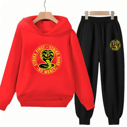 Children's Hoodie+Pants black Children cobra stamp Coat Boys Girls Hoodie Tops Leisure Sweatshirr Toddler 3-12 Year Clothing