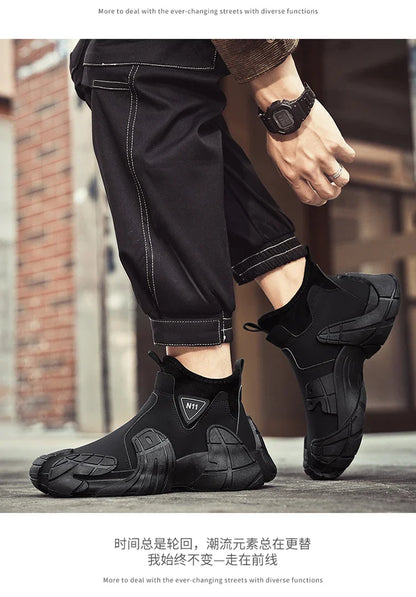 New fashion high top shoes for autumn and winter niche design lightweight casual lazy shoes thick soled ankle boots short boots