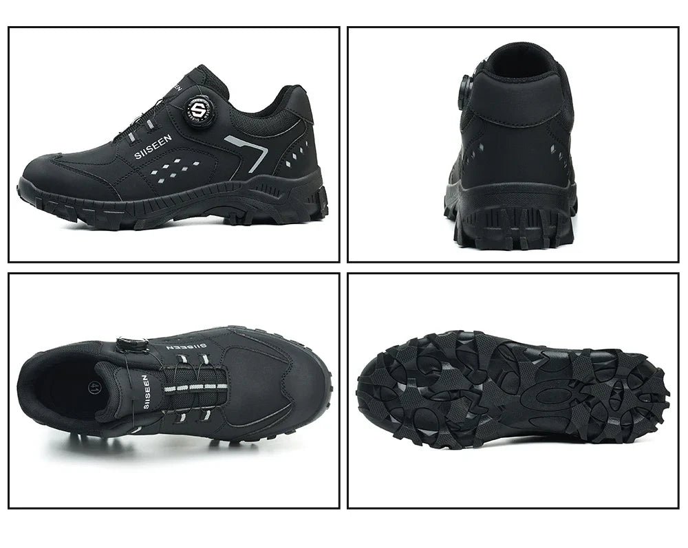 Steel Toe Safety Shoes for Men - Puncture Proof, Slip Resistant & Durable Work Boots for Construction, Outdoor Industrial Use