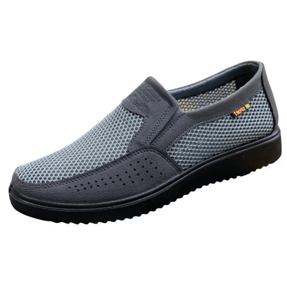 Men's Summer Mesh Breathable Slip-On Casual PU Driving Sandals Low-Top Round-Toe Slip-On Shoes with Textile Inner Sole