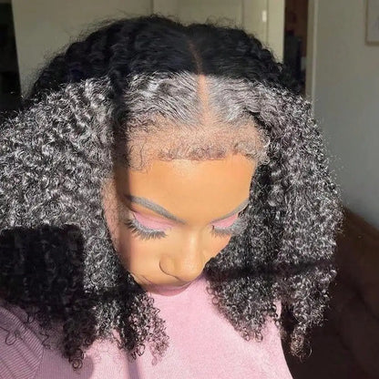 Curly 13x4 HD Swiss Lace Frontal Human Hair Wig Pre Plucked with Natural Full Edges and Baby Hair for Women