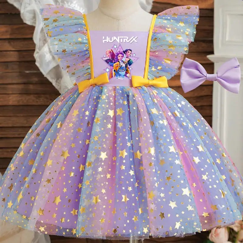Baby Prinsess Dress Girls Birthday Party Dresses Kids Children Sleeveless Tulle Tutu Clothings 1-5Y