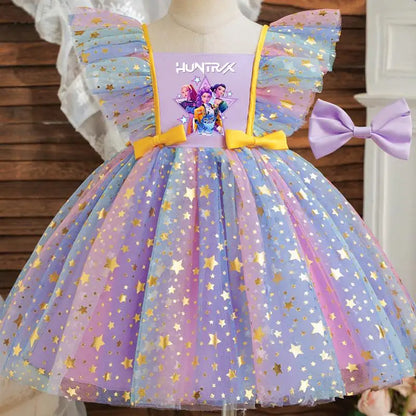 Baby Prinsess Dress Girls Birthday Party Dresses Kids Children Sleeveless Tulle Tutu Clothings 1-5Y