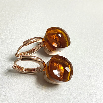 Classic Earrings For Women Amethyst Crystal Earrings Copper With Gold Plated Square Candy Colors Earrings Fashion Jewelry
