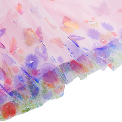 2026 Baby Girl Summer Dresses Kids Pink Butterfly Printed Princess Dress Children Birthday Party Dress Up Girls Fashion Clothes