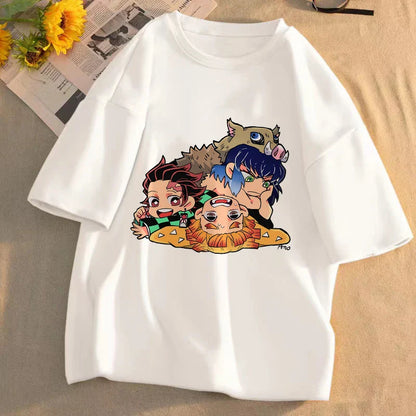 Demon Slayer Anime T-Shirt Kimetsu No Yaiba Unisex Graphic Tee Summer Short Sleeve Casual Cartoon Top Streetwear Anime Gift