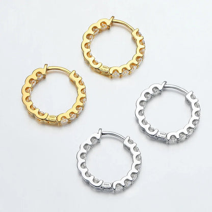 2.6cttw D Color 3mm All Moissanite Hoop Earrings For Women S925 Silver Bull Head Wedding Stud Earring Plated 18K Jewelry