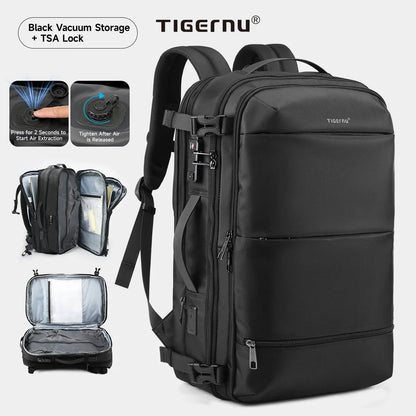 Vacuum Compression Backpacks Men Travel Backpack Expandable USB Bag Large Capacity 17 Laptop Bags For Schoo Cabin Bags
