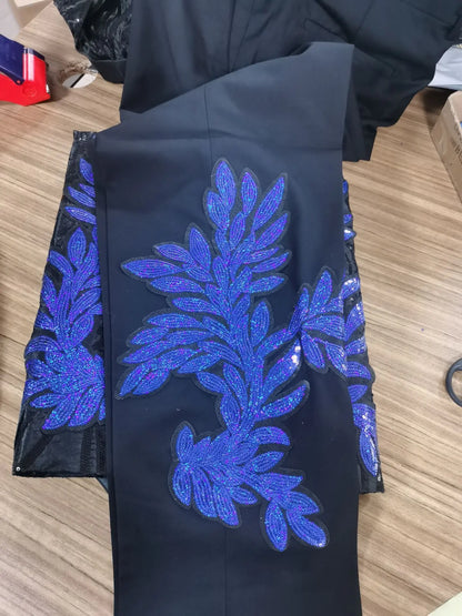 Men's Gold Sequin Applique Fashion Trend Suit Set High-Quality Casual Jacket And Western Pants Two-Piece Ensemble
