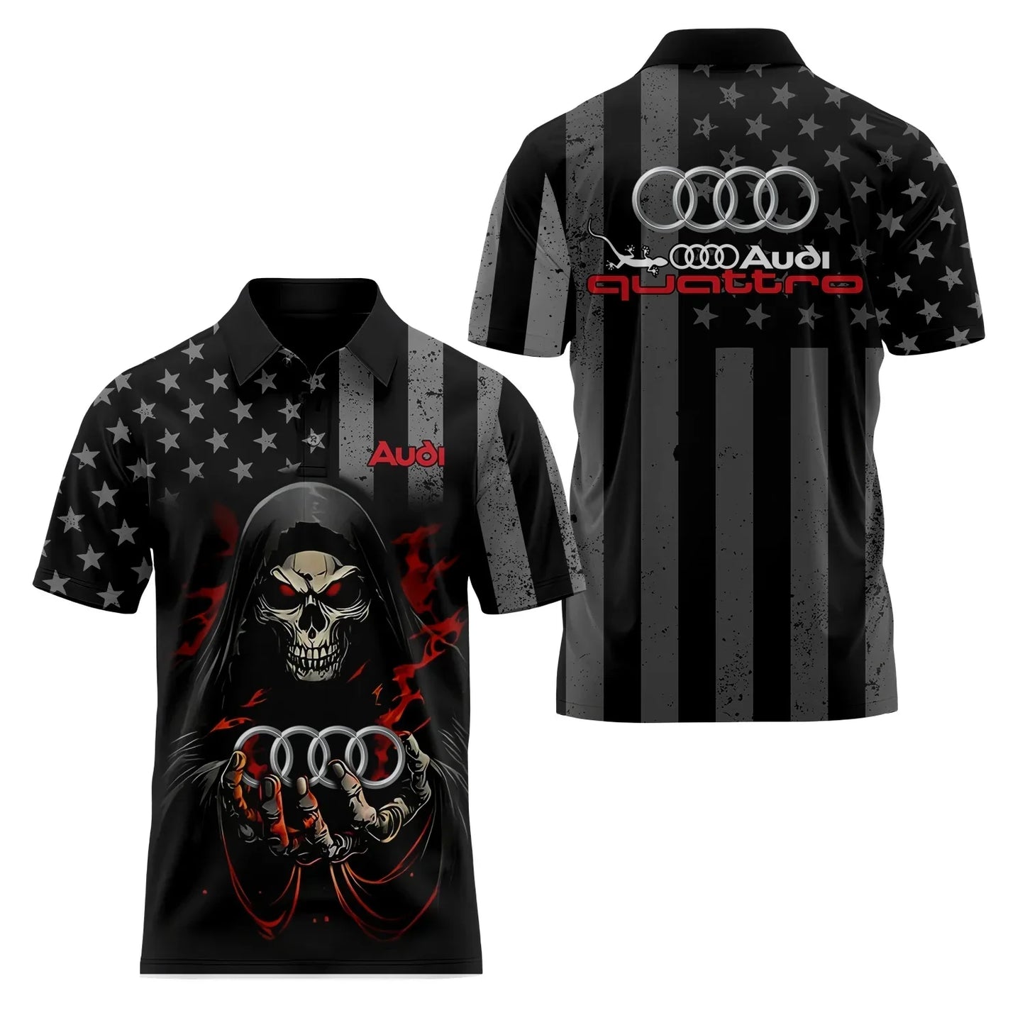Short-Sleeved Polo Shirt 3D Printed 4S Fast Dry Sport Collar T-Shirt for Store Staff Fashionable