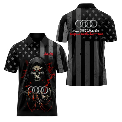 Short-Sleeved Polo Shirt 3D Printed 4S Fast Dry Sport Collar T-Shirt for Store Staff Fashionable