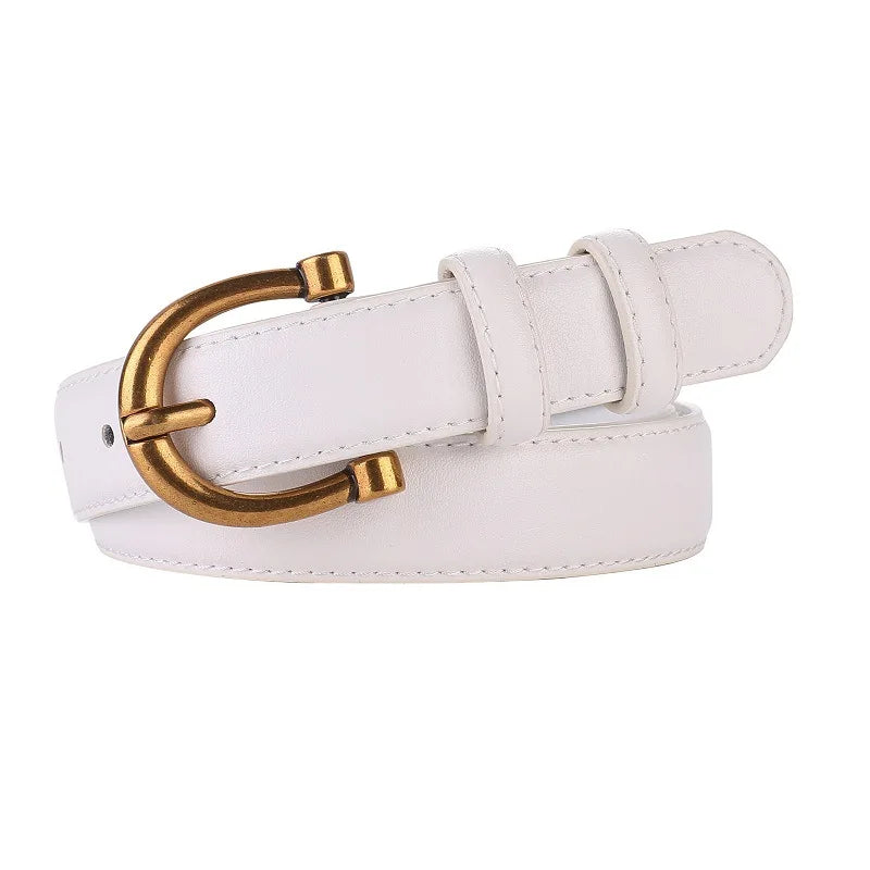 Fashion Women Belt Suede Genuine Leather Skinny Waistband Gold Buckle Wine Red Belts for Jeans Pants Casual