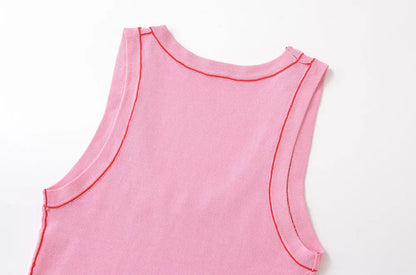Women's Sleeveless Knit Tank Tops, V Neck ,Contrast Trims, Female Camis, Chic Vest Fashion