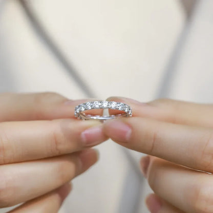 2mm Full Eternity Moissanite Ring 925 Sterling Silver D Color VVS1 Stackable Wedding Band For Women Fine Jewelry