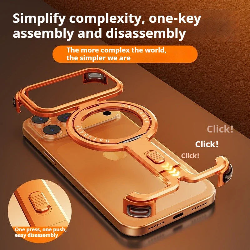 iPhone 17 Pro Max 17 Pro Phone Case Magnetic With 360°Rotation Stand Frameless Shell Magsafe Shockproof Protector Cover