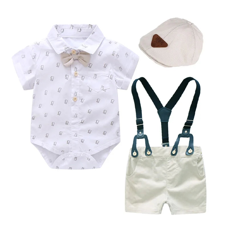 Kid Boy Formal Birthday Outfit Suit Toddler Gentleman Wedding Striped Vest Shirt 1-6 Years Baby Pants Boys Ceremony Outerwear