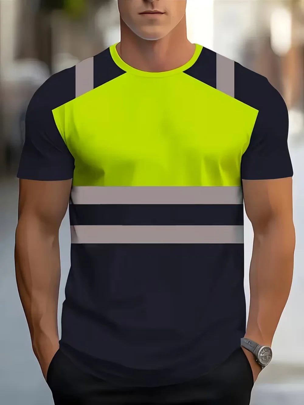Men's 3D Printed New Secure Logo Color Blocking Design Short-Sleeved T-Shir Fashion Summer Daily Casual Work Wear Men's T-Shirts