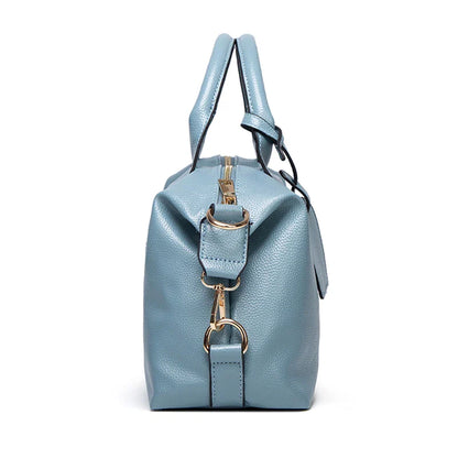 Women's Fashionable and Elegant Large-Capacity Oil Wax Leather Handbag, Convenient Solid Color Faux Leather Boston Crossbody Bag, Anti-Theft Commuter Bag with Zipper Lock, Detachable Shoulder Strap, Dual Handle Design, Adjust