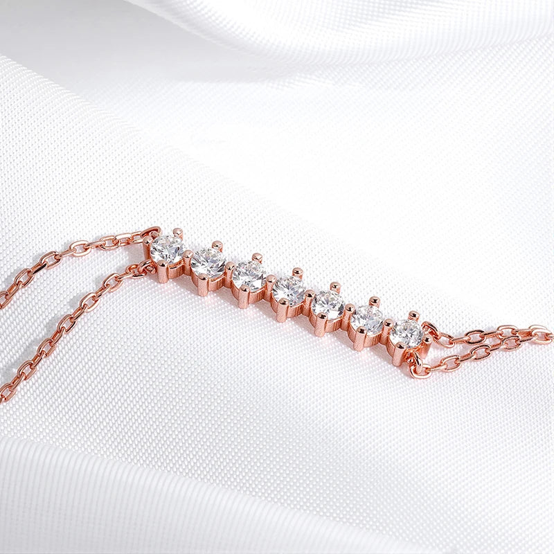 3MM Adjustable Certified Moissanite Bracelets for Women Girls Gift 14-21cm 7 Gems Sparkling Chains 925 Sterling Silver