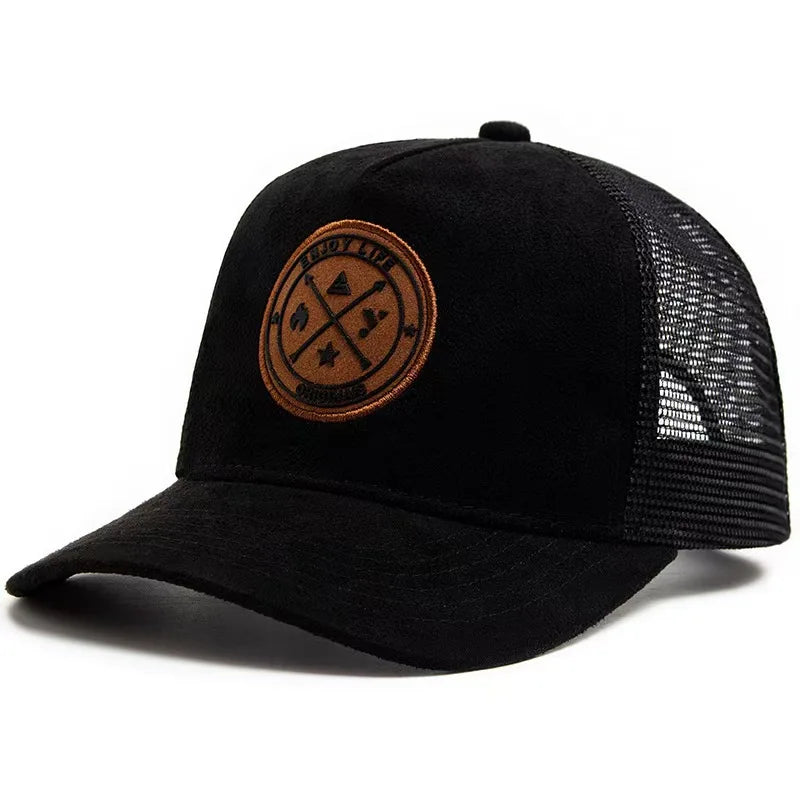 Unisex 5 panel Mesh Suede Trucker Hat  Men Baseball Cap Spring Summer Breathable Sports Hats