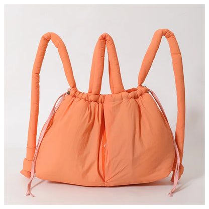 Casual nylon padded tote bag designer soft puffer women shoulder crossbody bags Simple Vintage large capacity handbags 2026