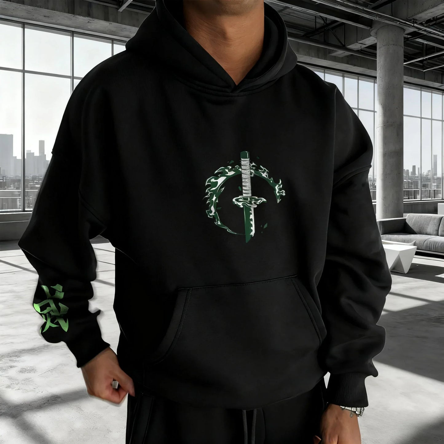 Demon Slayer Spring/Autumn Men's Hoodie  New Himejima Gyomei Anime Printed Daily Casual Harajuku Large Parent Child Top