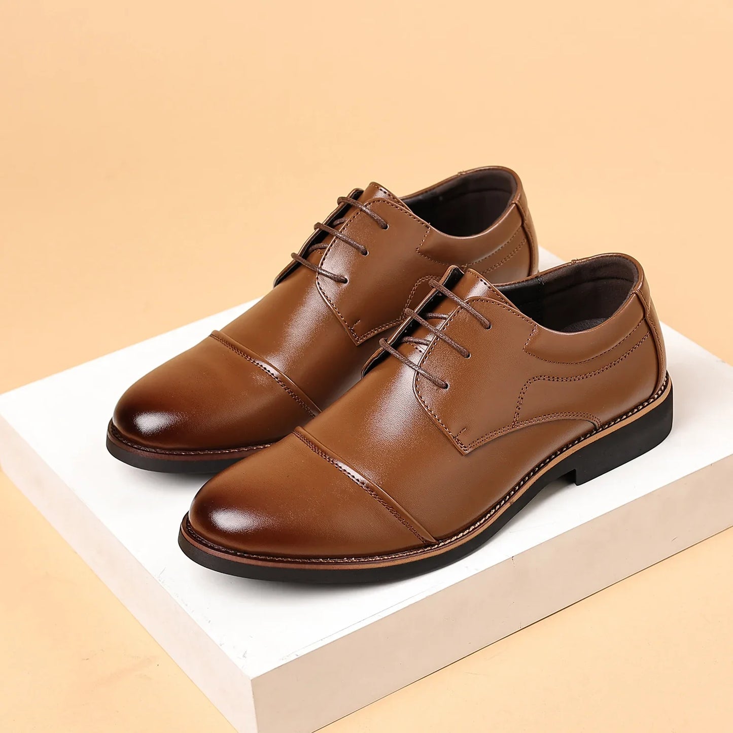 Men's Large Size Business Casual Single Shoes Comfortable Elegant Work Leather Shoes for Daily Wear