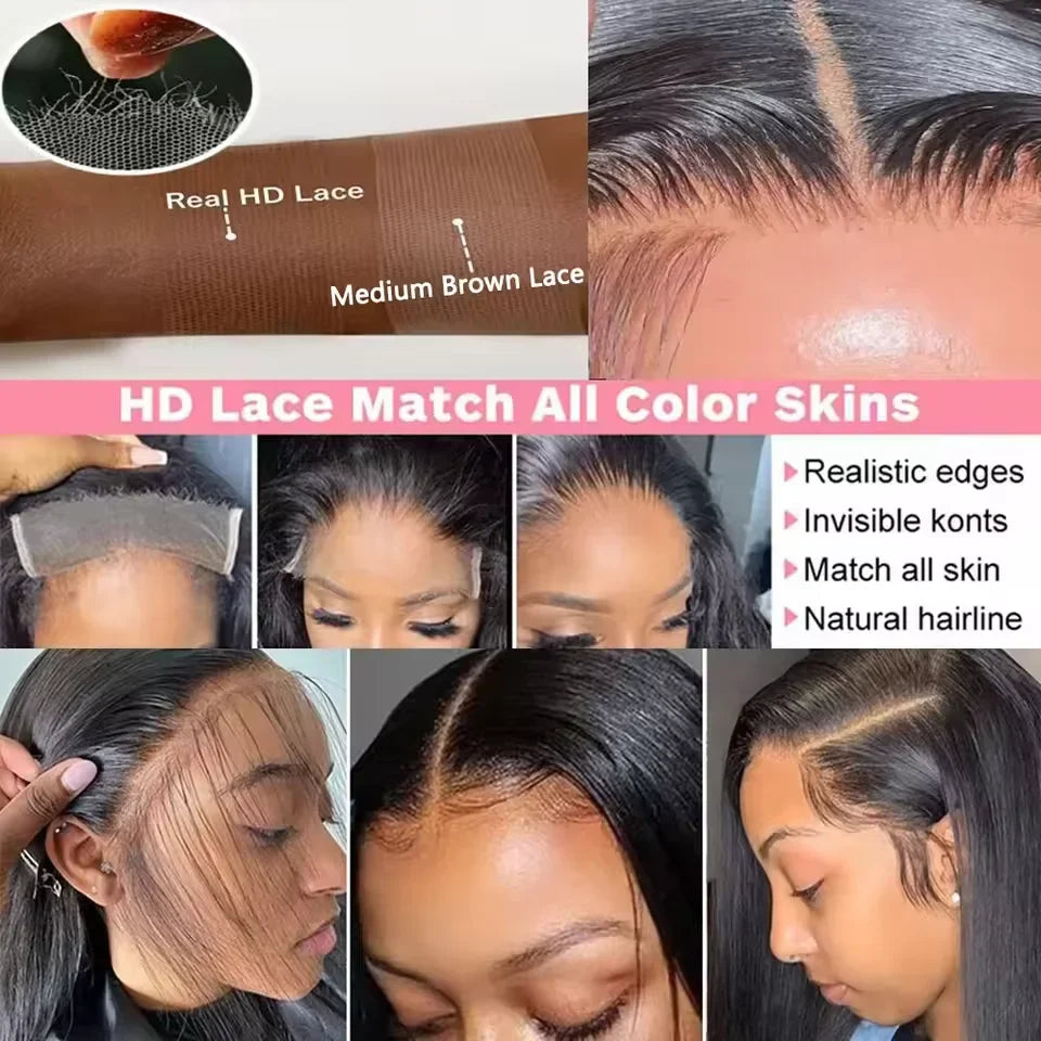 200 Density Bone Straight Hd Transparent 13x6 PrePlucked Lace Frontal Wig 13x4 360 Hd Lace Front Human Hair Wigs For Black Women