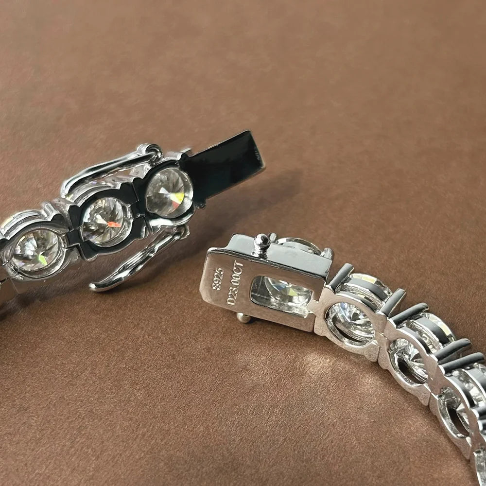 Full Moissanite Tennis Bracelet 925 Silver Plated 18k Gold for Women Man Wedding Party Fine Jewelry Can Pass Diamond Test