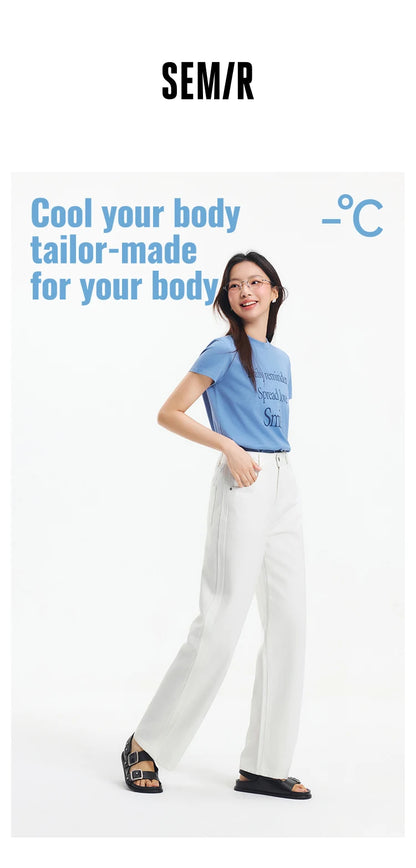 Semir Jeans Women Cool Feeling Wide Leg 2025 New Summer Leg-Lengthening Floor-Length Pants Trendy for Fashionable Style