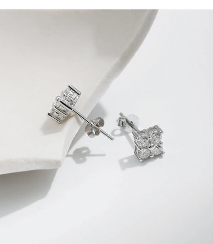 Simple D Color Moissanite 925 Sterling Silver Dazzling Lab Created Diamond Ideal Cut Stud Earrings For Women Jewelry