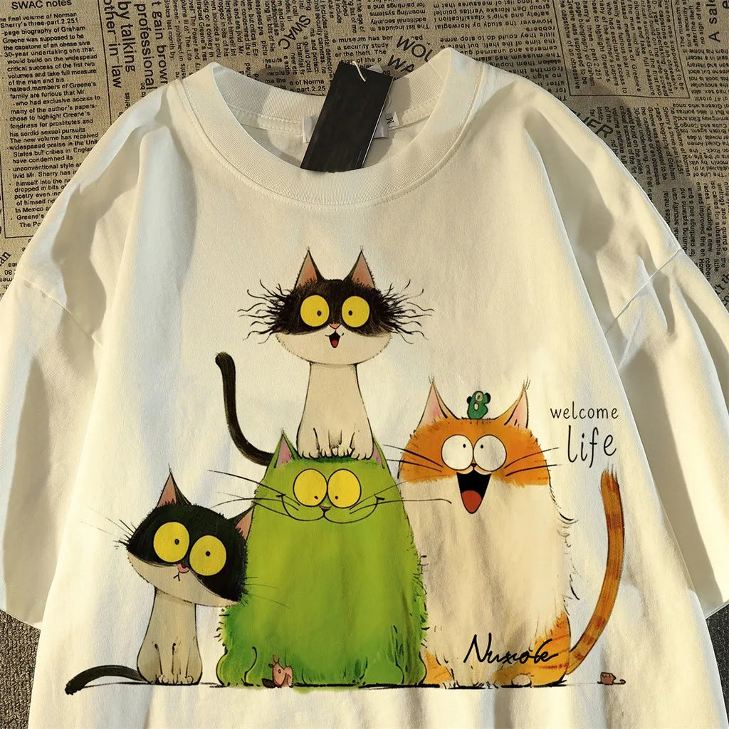 Women's Y2K Aesthetic T-Shirt, Colorful Bow Tie Print, Casual Streetwear Top