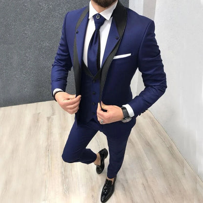 Novos ternos masculinos 3 peças, blazer, colete e calças slim fit, conjunto de terno formal para negócios, casamentos, smoking para homens, roupa casual.