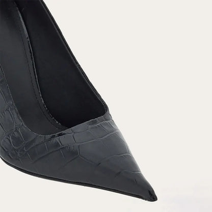 Brand Fashion Show Silvery 9cm High Heel Spring Autumn New Irregular Heels Black Red Pointed Sexy Women's Single Shoes Size 43