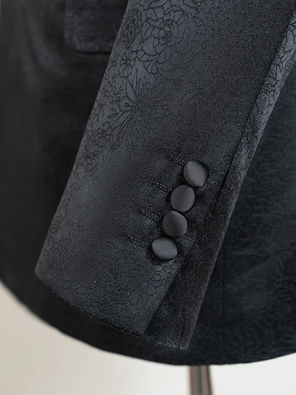 Luxury and fashionable men's suit Rhinestone Collar Shawl Lapel black Wedding Suit 2 Piece Set Groom Tuxedo Banquet party outfit