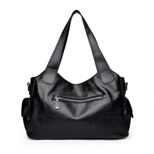 Pu shoulder bag fashionable temperament zipper opening design daily commuter handbag