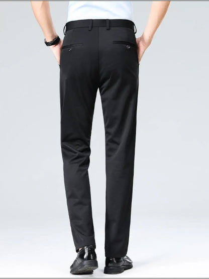 2-Pack Men's Loose-Fit Versatile Casual Dress Pants, Featuring Stylish Embroidery, Suitable for Daily Wear, Office & Outings