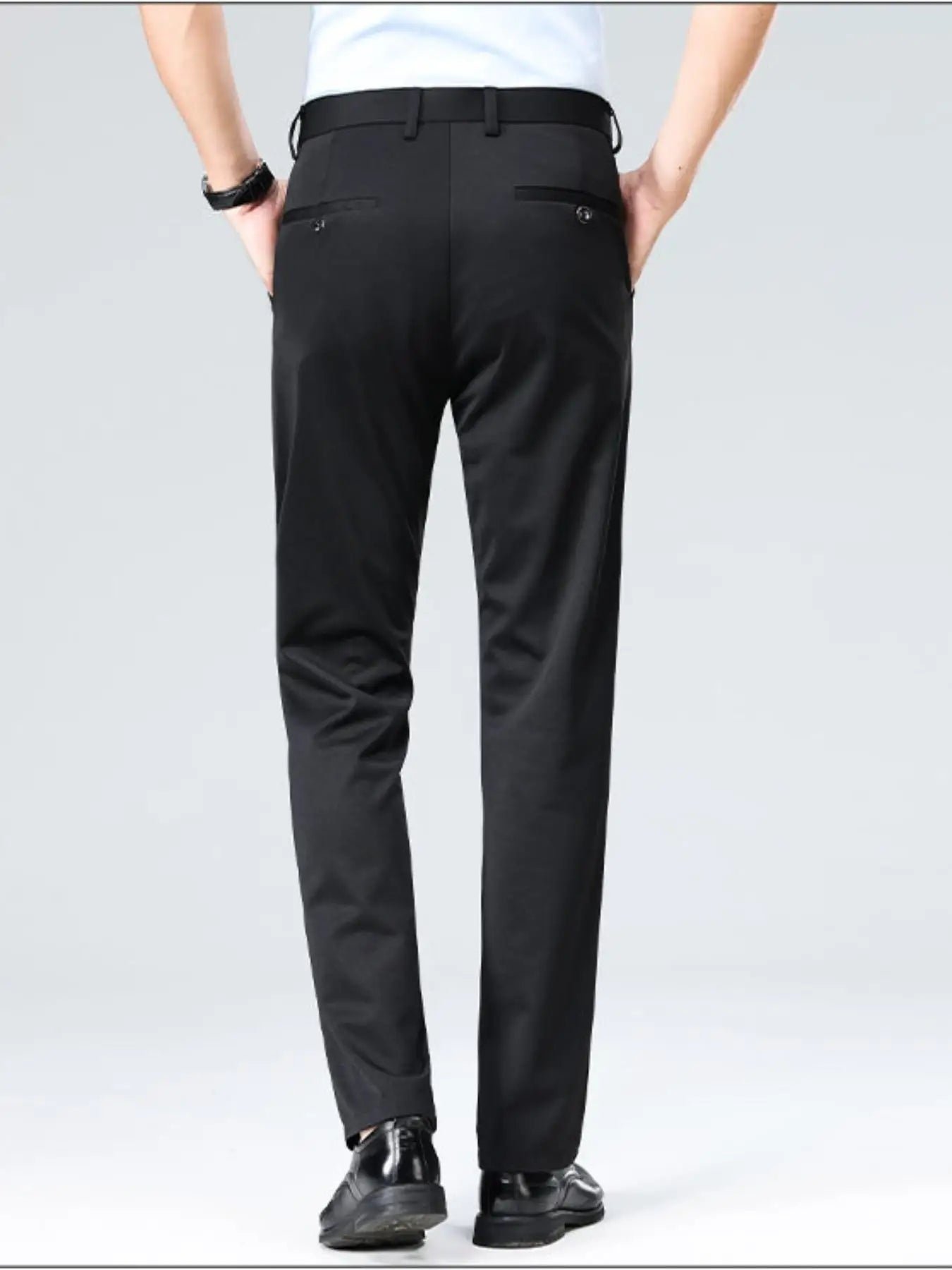 Premium Men's Solid Color Stretch Trousers Loose Straight Formal Business Pants for All-Day Comfort And Professional Style