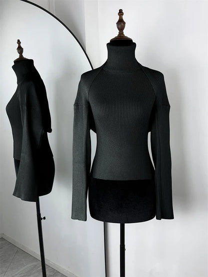 Trendix Hollow Out Sweater Sets For Women 2025 Fall New Long Sleeve Knitwear Shawl Suits Sexy Backless Knit Tank Top 2 Piece Set