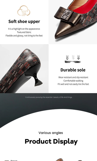 High-Heeled Shoes Elegant Fashion Female Commuting Low Heeled Shoes British Style Patchwork Design Lady Pointed Shoes