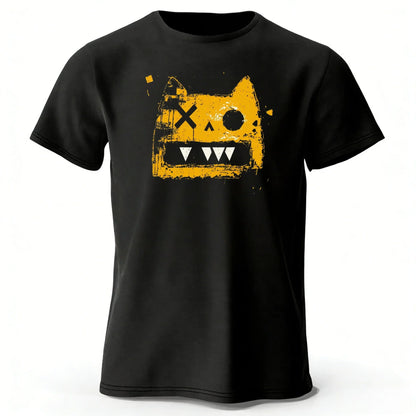 Creative Graffiti Style Cat High Quality Cotton Short Sleeve Daily Casual Men Loose Large Comfortable Breathable Sports T-shirt