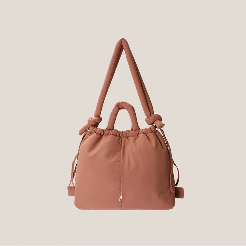 Casual nylon padded tote bag designer soft puffer women shoulder crossbody bags Simple Vintage large capacity handbags 2025